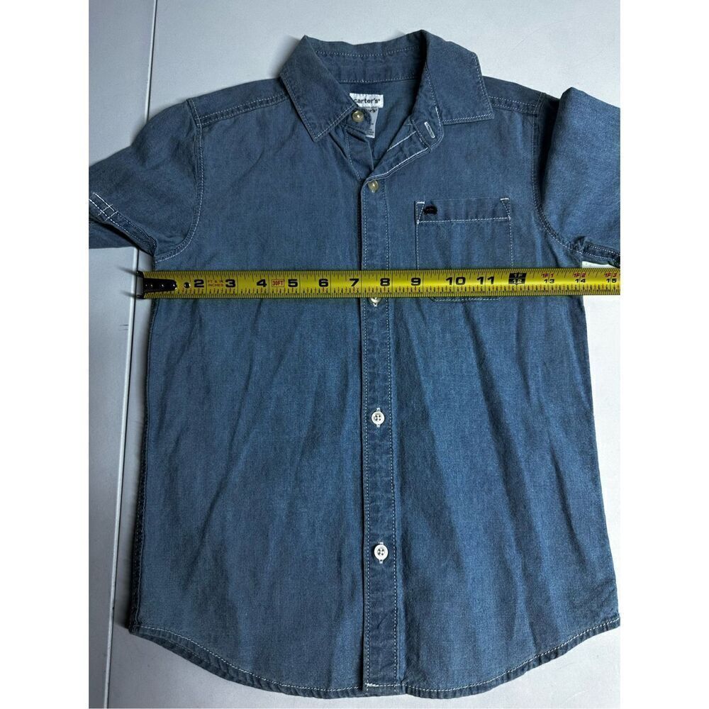 Carter's Boys'  Chambray Short Sleeve Woven Button Down Shirt Top 5T Cotton - Picture 3 of 8